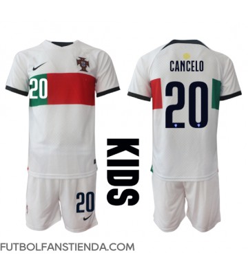Portugal Joao Cancelo #20 Segunda Equipación Niños Mundial 2022 Manga Corta (+ Pantalones cortos)